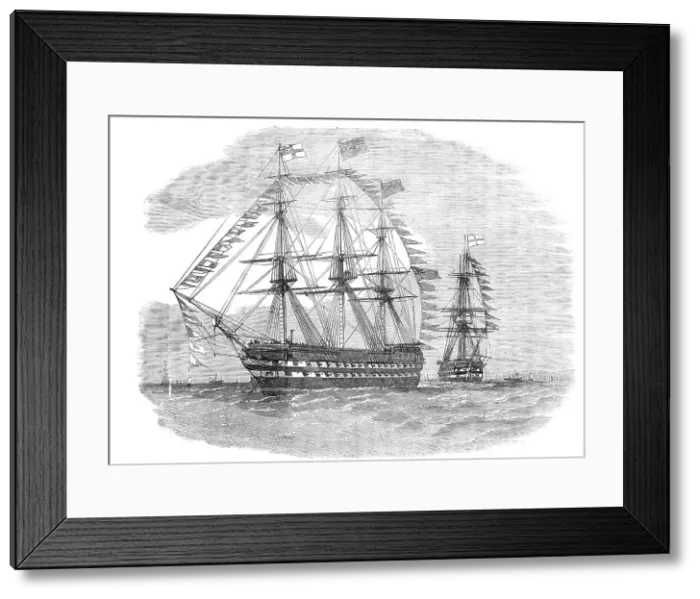 Framed Print : The Naval Review: the Pivot-Ships Rodney and London - drawn by E. Weedon, 1856. Creator: Unknown. The Naval Review: the Pivot-Ships Rodney and London - drawn by E. Weedon, 1856. Creator: Unknown Framed Print : The Naval Review: the Pivot-Ships Rodney and London - drawn by E. Weedon, 1856. Creator: Unknown. The Naval Review: the Pivot-Ships Rodney and London - drawn by E. Weedon, 1856. Creator: Unknown