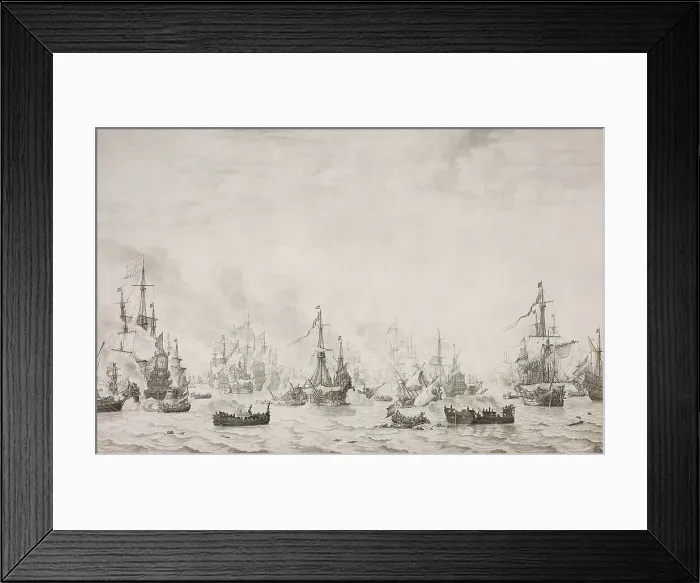Framed Print : The Battle of the Downs, 1659. Creator: Willem van de Velde I Framed Print : The Battle of the Downs, 1659. Creator: Willem van de Velde I