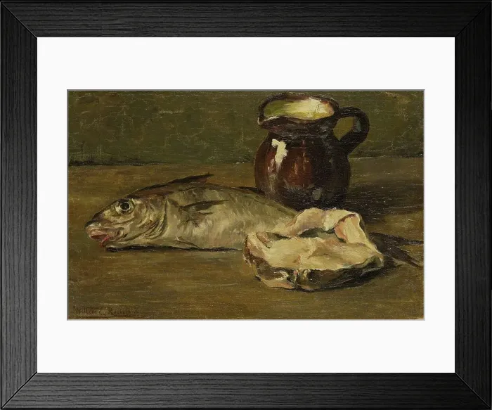 Framed Print : Still life with cod, 1896. Creator: Willem Roelofs Framed Print : Still life with cod, 1896. Creator: Willem Roelofs