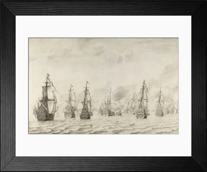 Framed Print : The Battle of Dunkirk, 1659. Creator: Willem van de Velde I Framed Print : The Battle of Dunkirk, 1659. Creator: Willem van de Velde I