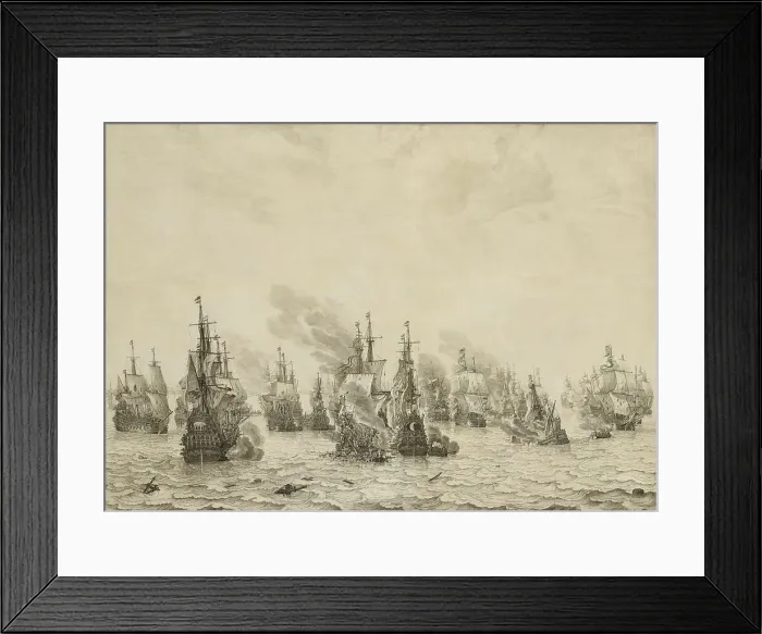 Framed Print : The Battle of Livorno (Leghorn), c.1659-c.1699. Creator: Willem van de Velde I Framed Print : The Battle of Livorno (Leghorn), c.1659-c.1699. Creator: Willem van de Velde I