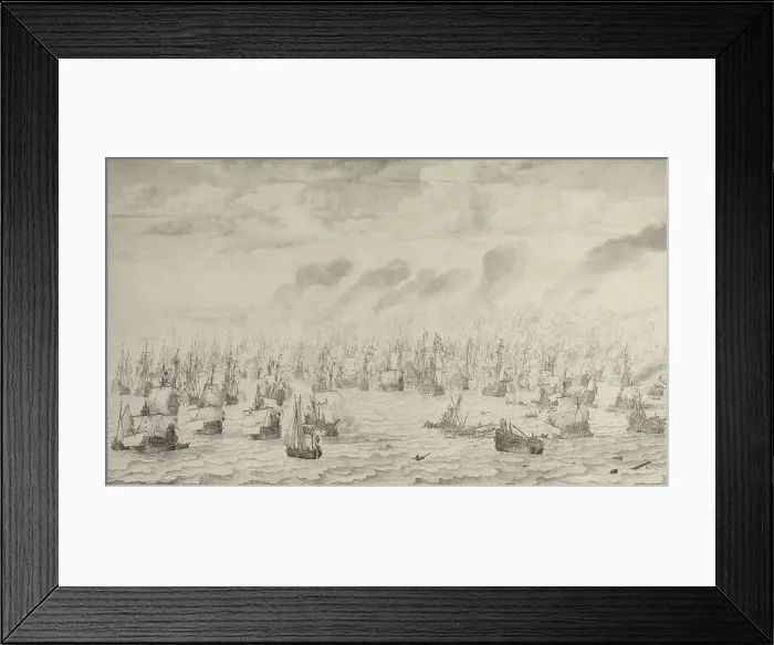Framed Print : The Battle of Terheide, 1657. Creator: Willem van de Velde I Framed Print : The Battle of Terheide, 1657. Creator: Willem van de Velde I