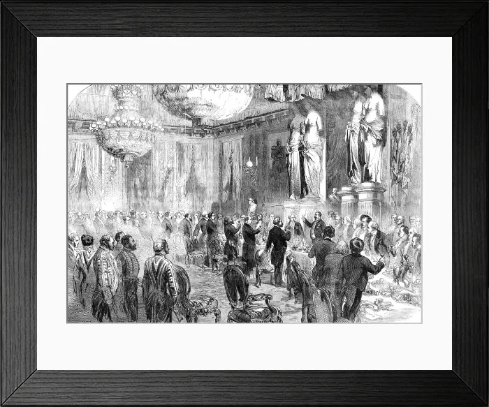 Framed Print : State Banquet given by the Emperor of the French to the Peace Plenipotentiaries, at the Tuileries, 1 Creator: Unknown Framed Print : State Banquet given by the Emperor of the French to the Peace Plenipotentiaries, at the Tuileries, 1 Creator: Unknown