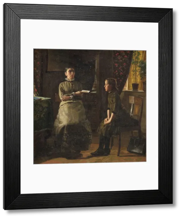 Framed Print : Teacher and student, 1885. Creator: Axel Helsted Framed Print : Teacher and student, 1885. Creator: Axel Helsted