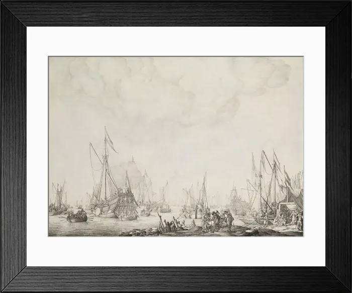 Framed Print : The Royal and State Yachts, possibly the Arrival of Charles II of England at Moerdijk, 1660, 1660-16 Creator: Willem van de Velde I Framed Print : The Royal and State Yachts, possibly the Arrival of Charles II of England at Moerdijk, 1660, 1660-16 Creator: Willem van de Velde I