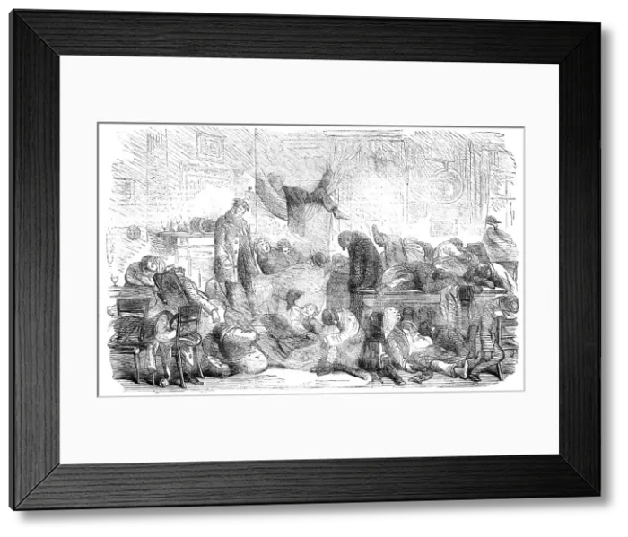 Framed Print : The Great Naval Review: No Beds - drawn by Phiz, 1856. Creator: Unknown. The Great Naval Review: No Beds - drawn by Phiz, 1856. Creator: Unknown