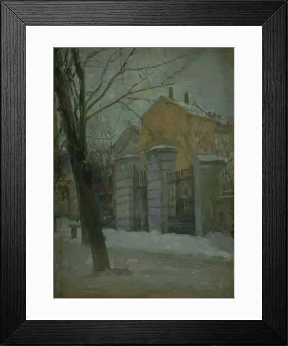 Framed Print : The Gate of Assistens Cemetry in Copenhagen. Winter, 1885-1889. Creator: Albert Gottschalk Framed Print : The Gate of Assistens Cemetry in Copenhagen. Winter, 1885-1889. Creator: Albert Gottschalk