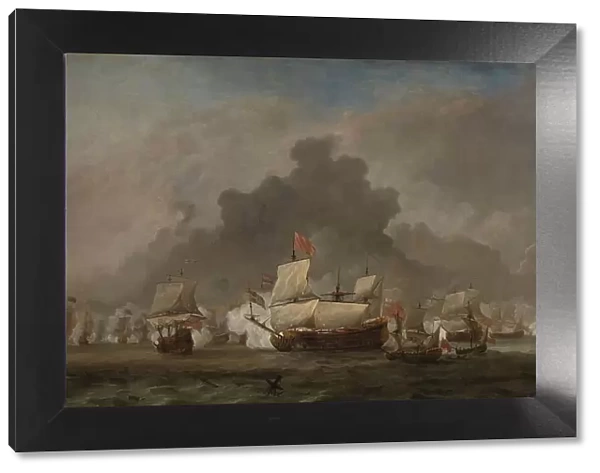 'Naval Battle between Michiel Adriaensz de Ruyter and the Duke of York on the 'Royal Prince' durin Creator: Willem van de Velde the Younger. 'Naval Battle between Michiel Adriaensz de Ruyter