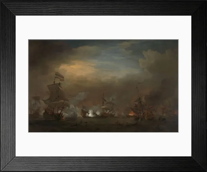 Framed Print : Encounter during the Battle of Kijkduin, c.1675. Creator: Willem van de Velde the Younger Framed Print : Encounter during the Battle of Kijkduin, c.1675. Creator: Willem van de Velde the Younger