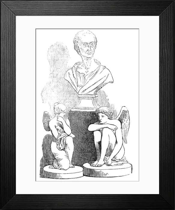 Framed Print : Bust of Pope, by Roubiliac, and Cupid and Psyche, by Flaxman, from the Rogers Collection, 1856. Creator: Unknown. Bust of Pope, by Roubiliac, and Cupid and Psyche, by Flaxman, from the Rogers Collection, 1856. Creator: Unknown Framed Print : Bust of Pope, by Roubiliac, and Cupid and Psyche, by Flaxman, from the Rogers Collection, 1856. Creator: Unknown. Bust of Pope, by Roubiliac, and Cupid and Psyche, by Flaxman, from the Rogers Collection, 1856. Creator: Unknown