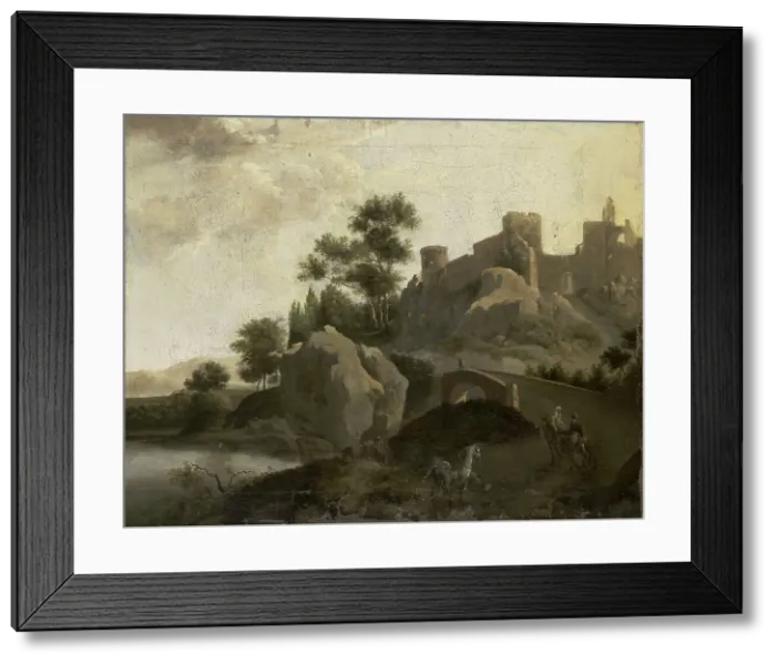 Framed Print : Italian Landscape, 1680-1720. Creator: J. G. Schieblius Framed Print : Italian Landscape, 1680-1720. Creator: J. G. Schieblius