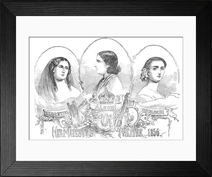 Framed Print : Prime Donne at Her Majesty's Theatre: Albertini, Alboni and Piccolomini, 1856. Creator: Unknown Framed Print : Prime Donne at Her Majesty's Theatre: Albertini, Alboni and Piccolomini, 1856. Creator: Unknown