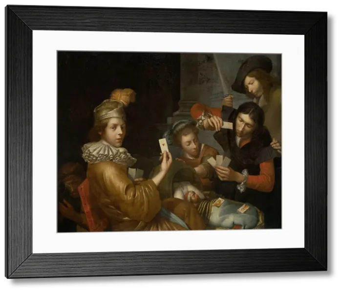 Framed Print : The Card Game on the Cradle: Allegory, 1643-1683. Creator: Johannes van Wijckersloot Framed Print : The Card Game on the Cradle: Allegory, 1643-1683. Creator: Johannes van Wijckersloot
