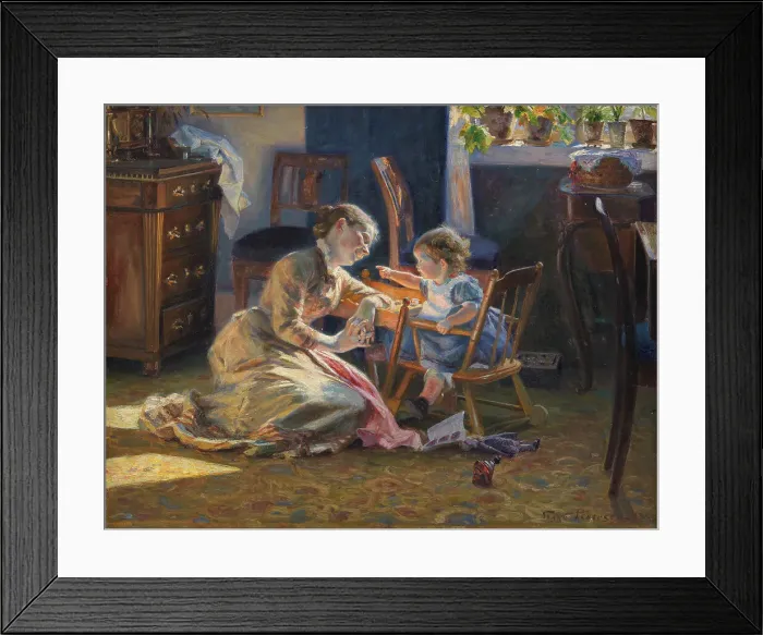 Framed Print : Sunshine in the Living Room. The Artist's Wife and Child, 1888. Creator: Viggo Christian Frederik Vilhelm Pedersen Framed Print : Sunshine in the Living Room. The Artist's Wife and Child, 1888. Creator: Viggo Christian Frederik Vilhelm Pedersen