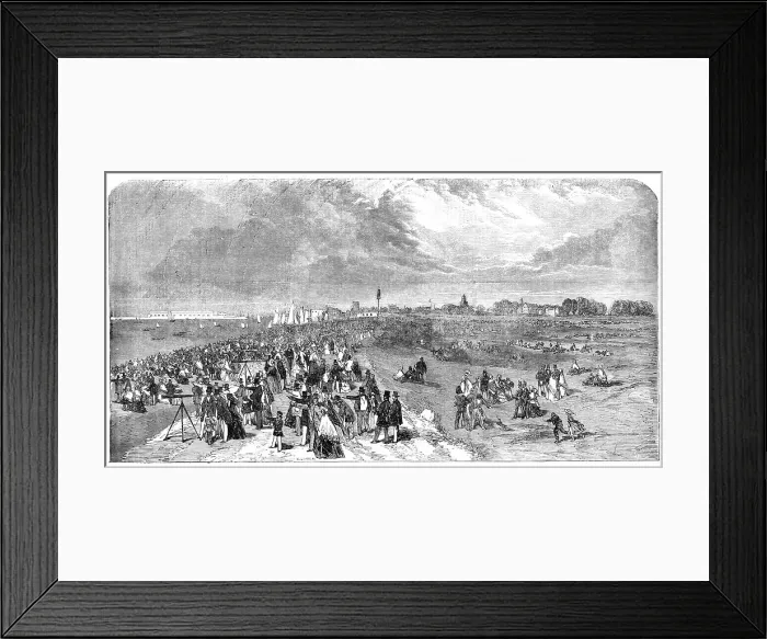 Framed Print : The Naval Review: Promenade on Southsea Common - sketched by S. Read, 1856. Creator: Edmund Evans