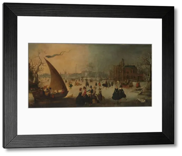 Framed Print : Landscape with Frozen Canal, Skaters and an Ice-Boat, 1611. Creator: Adam van Breen Framed Print : Landscape with Frozen Canal, Skaters and an Ice-Boat, 1611. Creator: Adam van Breen