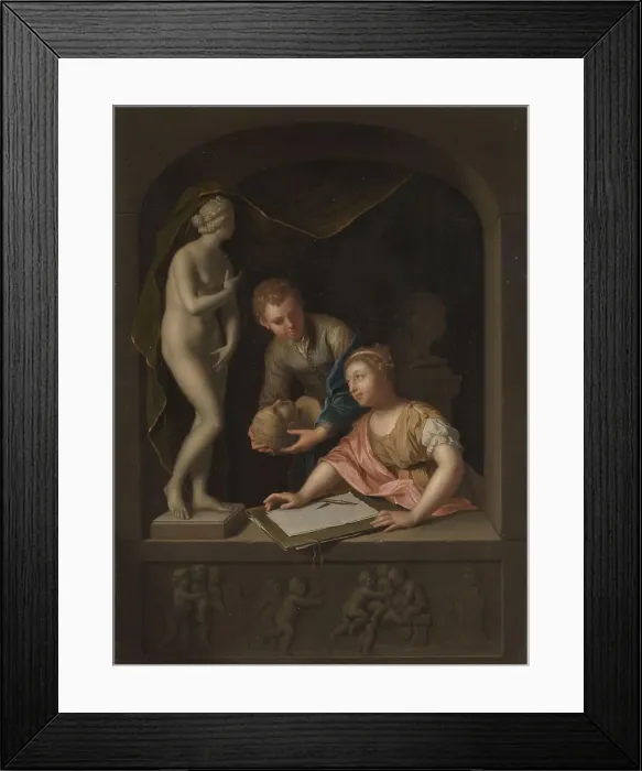 Framed Print : A Girl Drawing and a Boy near a Statue of Venus, 1715. Creator: Pieter van der Werff Framed Print : A Girl Drawing and a Boy near a Statue of Venus, 1715. Creator: Pieter van der Werff