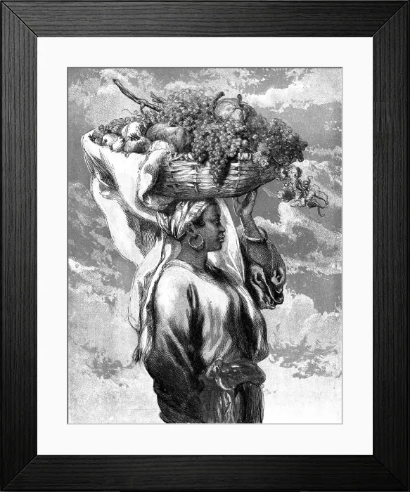 Framed Print : A Sketch in the Fruit Market at Rio Janeiro - by J. Gilbert, 1856. Creator: Unknown. A Sketch in the Fruit Market at Rio Janeiro - by J. Gilbert, 1856. Creator: Unknown