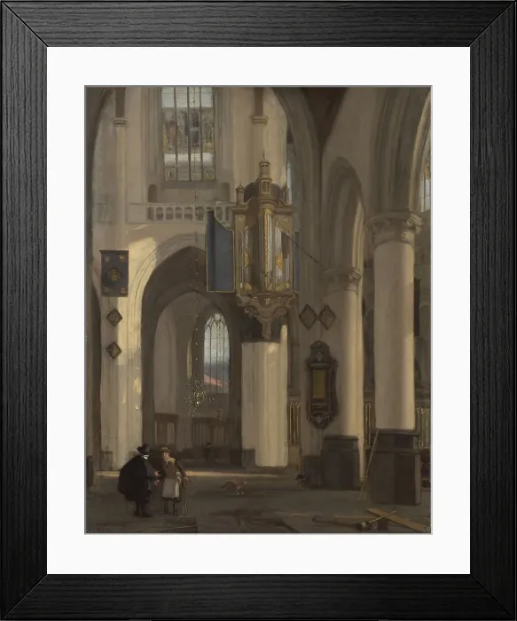 Framed Print : Interior of a Protestant Gothic Church with Motifs from the Oude and Nieuwe Kerk in Amsterdam, 1677. Creator: Emanuel de Witte Framed Print : Interior of a Protestant Gothic Church with Motifs from the Oude and Nieuwe Kerk in Amsterdam, 1677. Creator: Emanuel de Witte