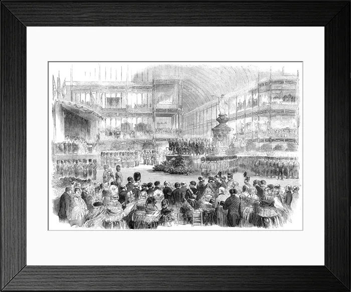 Framed Print : Inauguration of the Peace Trophy and Scutari Monument at the Crystal Palace, 1856. Creator: Unknown Framed Print : Inauguration of the Peace Trophy and Scutari Monument at the Crystal Palace, 1856. Creator: Unknown