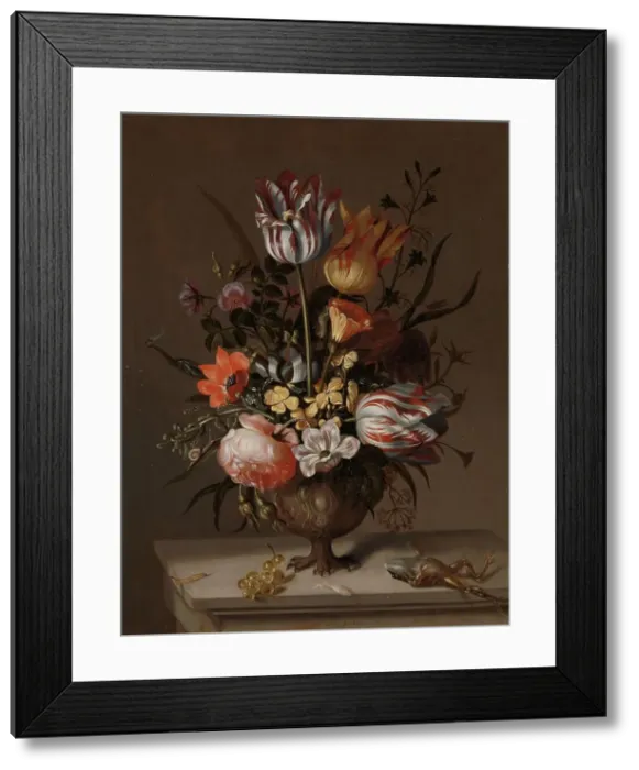 Framed Print : Still Life with a Vase of Flowers and a Dead Frog, 1634. Creator: Jacob Marrel Framed Print : Still Life with a Vase of Flowers and a Dead Frog, 1634. Creator: Jacob Marrel