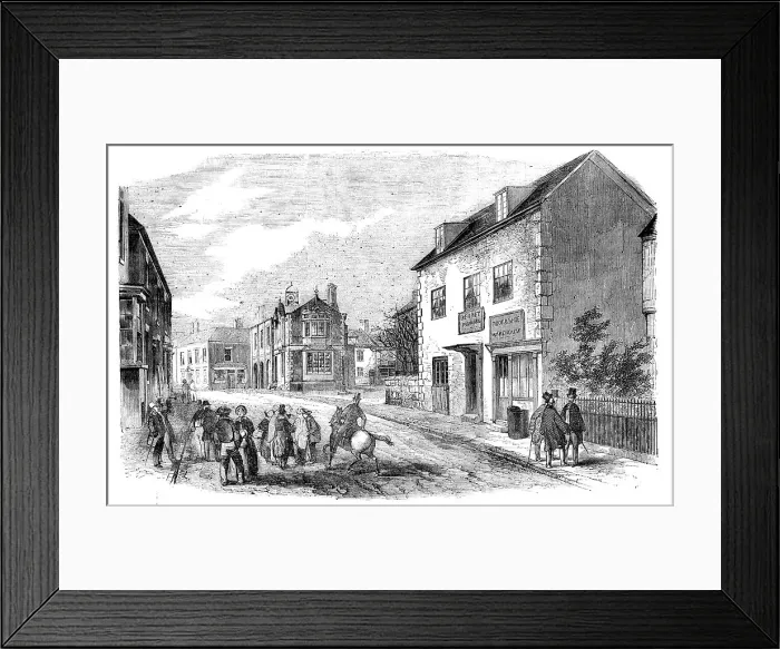 Framed Print : Rugeley, Staffordshire - the High-Street and Townhall, 1856. Creator: Unknown Framed Print : Rugeley, Staffordshire - the High-Street and Townhall, 1856. Creator: Unknown