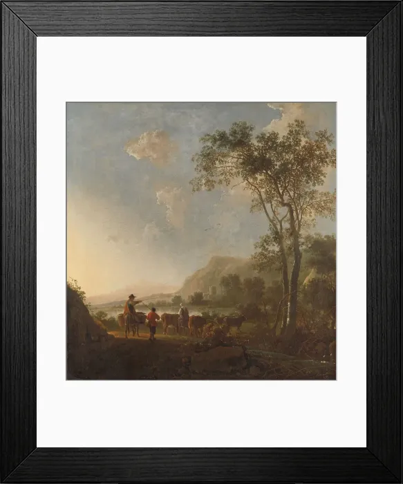Framed Print : Landscape with Herdsmen and Cattle, c.1660-c.1795. Creator: Follower of Aelbert Cuyp Framed Print : Landscape with Herdsmen and Cattle, c.1660-c.1795. Creator: Follower of Aelbert Cuyp