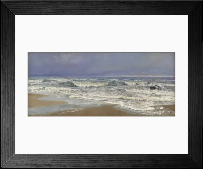 Framed Print : Gray weather day at the North Sea with surf, 1890. Creator: Thorvald Niss Framed Print : Gray weather day at the North Sea with surf, 1890. Creator: Thorvald Niss