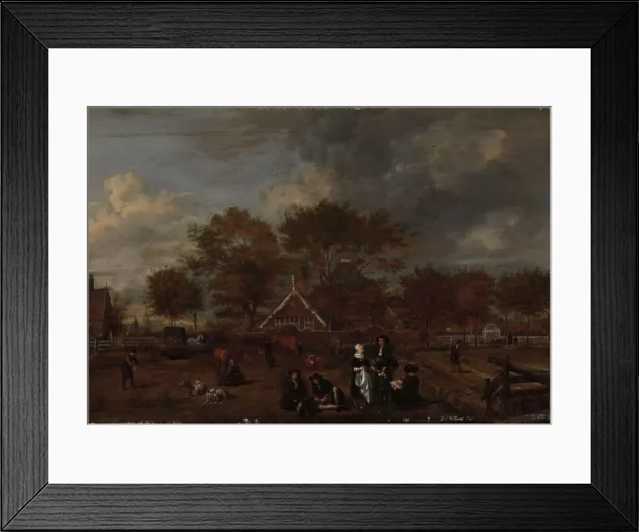 Framed Print : Farmstead with the Gentleman Farmer and his Wife and the Painter in the foreground, 1650-1680. Creator: Jan Pietersz Opperdoes Framed Print : Farmstead with the Gentleman Farmer and his Wife and the Painter in the foreground, 1650-1680. Creator: Jan Pietersz Opperdoes