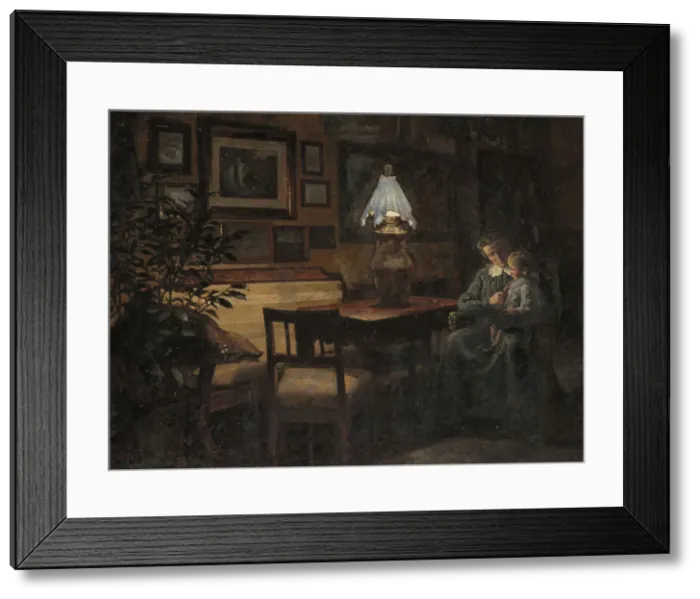 Framed Print : Mother and child, evening, 1890-1907. Creator: Sigurd Wandel