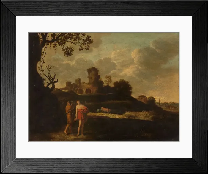 Framed Print : Arcadian Landscape with Herdsmen and Cattle, c.1630. Creator: Dirck Dalens Framed Print : Arcadian Landscape with Herdsmen and Cattle, c.1630. Creator: Dirck Dalens