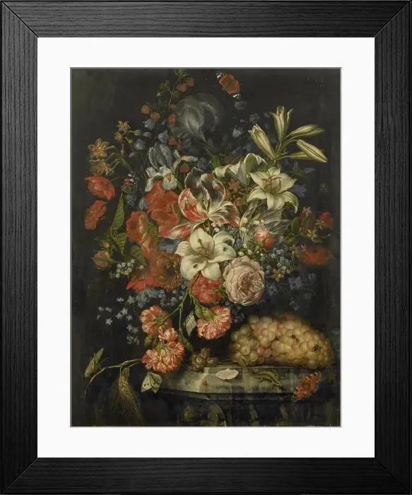 Framed Print : Still Life with Flowers and Fruit, 1671. Creator: Ottmar Elliger Framed Print : Still Life with Flowers and Fruit, 1671. Creator: Ottmar Elliger