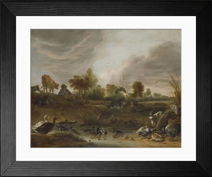 Framed Print : Landscape with animals, 1652. Creator: Cornelis Saftleven Framed Print : Landscape with animals, 1652. Creator: Cornelis Saftleven