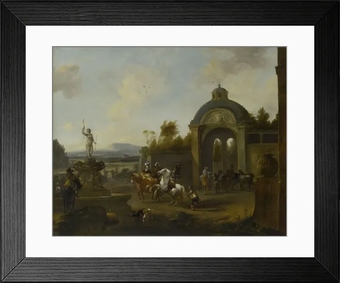 Framed Print : Hunting Party at a Fountain, 1660-1682. Creator: Pieter Wouwerman Framed Print : Hunting Party at a Fountain, 1660-1682. Creator: Pieter Wouwerman