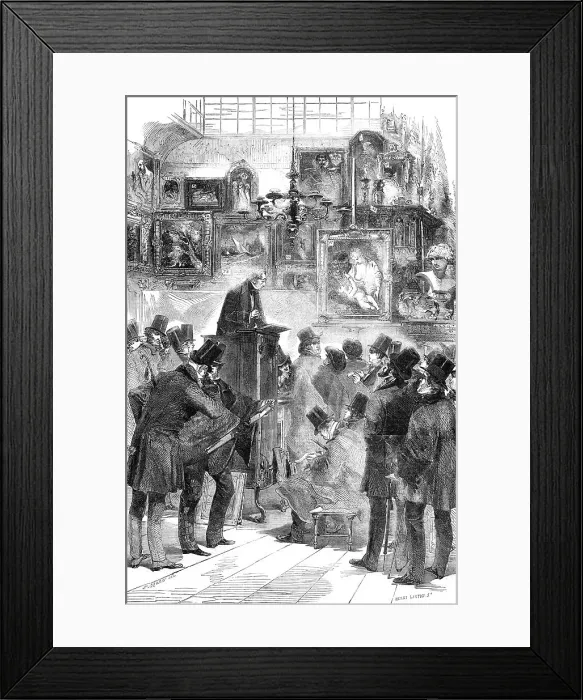 Framed Print : Picture Sale at Messrs. Christie and Manson's, King-Street, St. James's, 1856. Creator: Henry Duff Linton Framed Print : Picture Sale at Messrs. Christie and Manson's, King-Street, St. James's, 1856. Creator: Henry Duff Linton