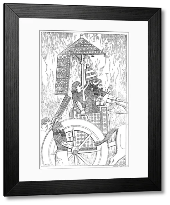 Framed Print : Additions to the Assyrian Sculptures at the British Museum: The King in his Chariot, 1856. Creator: Harvey Orrin Smith Framed Print : Additions to the Assyrian Sculptures at the British Museum: The King in his Chariot, 1856. Creator: Harvey Orrin Smith