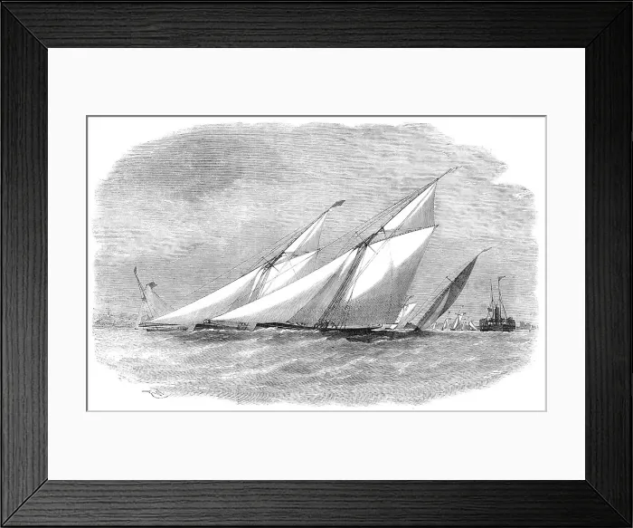 Framed Print : The Royal Thames Yacht Club Match - the Yachts passing Grays, 1856. Creator: Unknown Framed Print : The Royal Thames Yacht Club Match - the Yachts passing Grays, 1856. Creator: Unknown