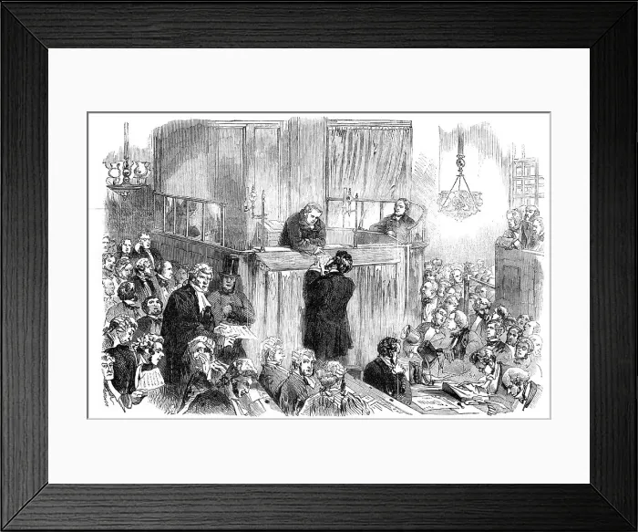 Framed Print : The Poisoning Case at Rugeley - Trial of William Palmer, in the Central Criminal Court, 1856. Creator: Unknown Framed Print : The Poisoning Case at Rugeley - Trial of William Palmer, in the Central Criminal Court, 1856. Creator: Unknown