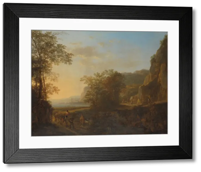 Framed Print : Italian Landscape with a View of a Harbour, c.1645-c.1650. Creator: Jan Dirksz Both Framed Print : Italian Landscape with a View of a Harbour, c.1645-c.1650. Creator: Jan Dirksz Both