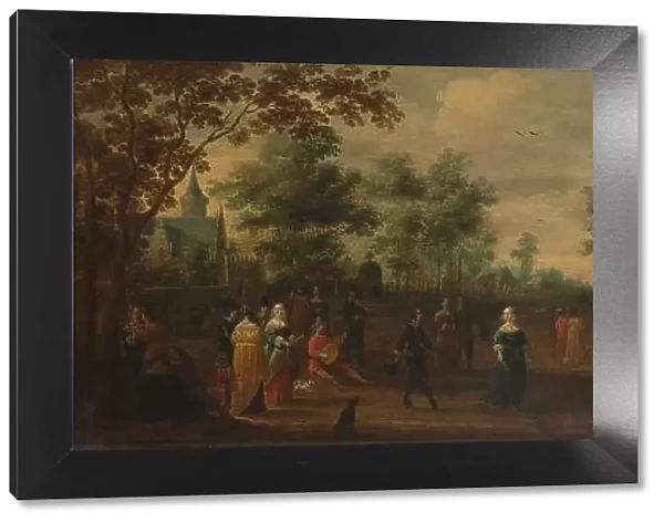 Landscape with a Couple Dancing outside a Country Mansion, 1645. Creator: Pieter Meulener