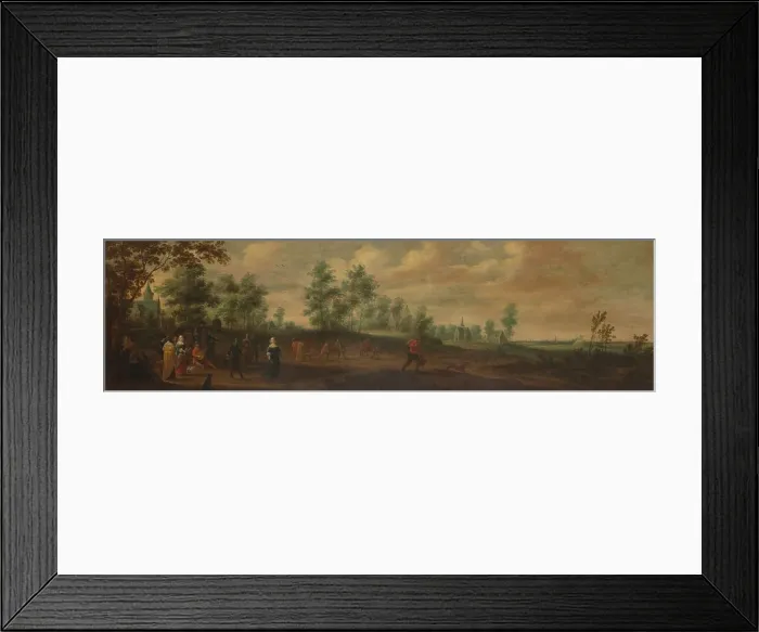 Framed Print : Landscape with a Couple Dancing outside a Country Mansion, 1645. Creator: Pieter Meulener Framed Print : Landscape with a Couple Dancing outside a Country Mansion, 1645. Creator: Pieter Meulener