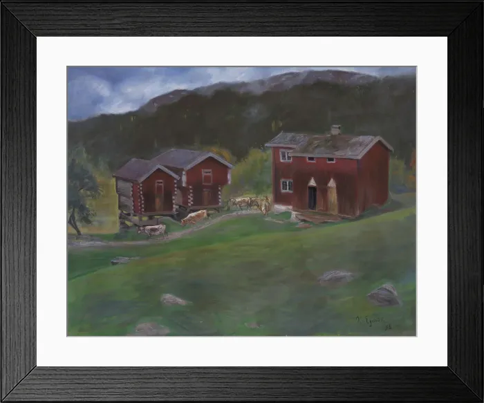 Framed Print : Farmyard at Åse in Telemarken, Norway, 1893. Creator: Halfdan Egedius Framed Print : Farmyard at Åse in Telemarken, Norway, 1893. Creator: Halfdan Egedius