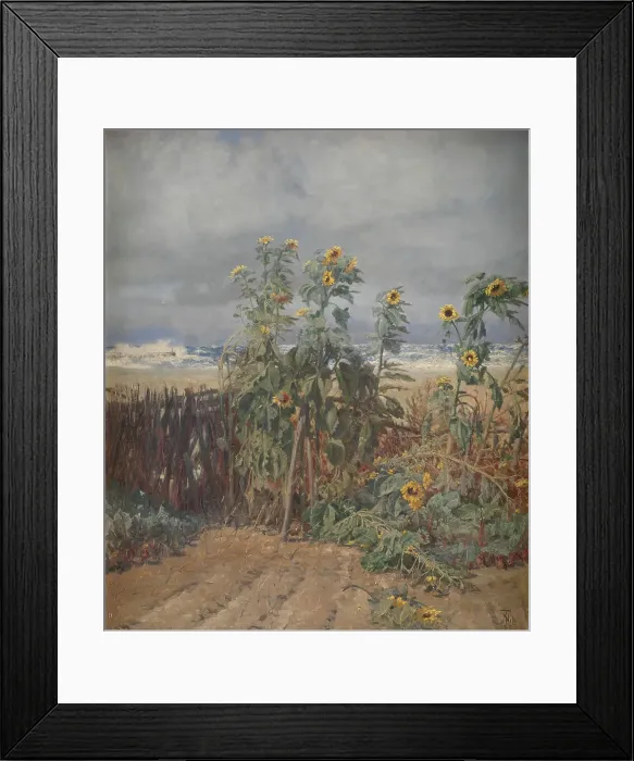Framed Print : Sunflowers on a Beach, 1893. Creator: Thorvald Niss Framed Print : Sunflowers on a Beach, 1893. Creator: Thorvald Niss