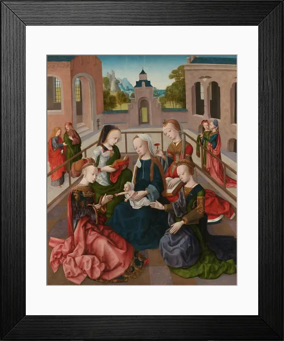 Framed Print : The Virgin and Child with Four Holy Virgins, c.1495-c.1500. Creator: Master of the Virgo inter Virgines Framed Print : The Virgin and Child with Four Holy Virgins, c.1495-c.1500. Creator: Master of the Virgo inter Virgines
