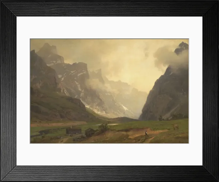 Framed Print : The Troll Peaks in Romsdalen: The Foot of Romsdalshorn to the Right, 1894. Creator: Hans Fredrik Gude Framed Print : The Troll Peaks in Romsdalen: The Foot of Romsdalshorn to the Right, 1894. Creator: Hans Fredrik Gude