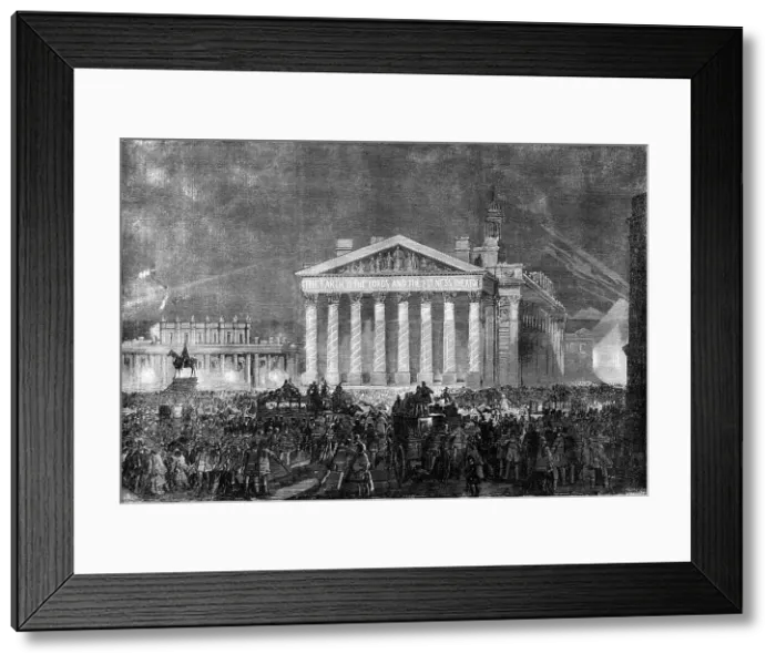 Framed Print : The Peace Illuminations - the Royal Exchange, 1856. Creator: Unknown Framed Print : The Peace Illuminations - the Royal Exchange, 1856. Creator: Unknown