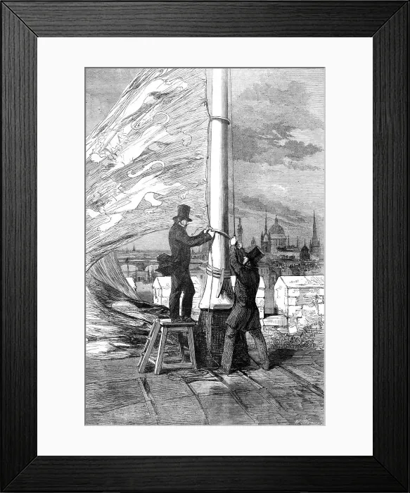 Framed Print : The Peace Rejoicings - Hoisting the Royal Standard at the Tower of London, 1856. Creator: W Thomas Framed Print : The Peace Rejoicings - Hoisting the Royal Standard at the Tower of London, 1856. Creator: W Thomas