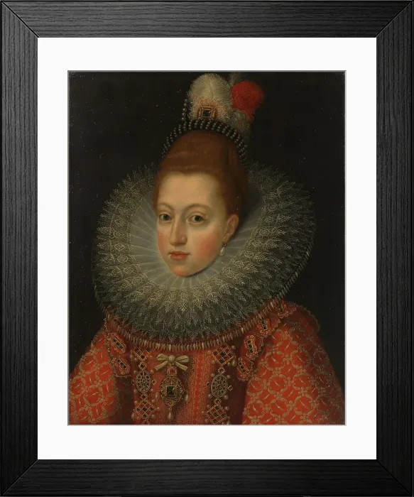Framed Print : Portrait of Margaret of Austria (1584-1611), Queen of Spain, c.1600. Creator: Unknown Framed Print : Portrait of Margaret of Austria (1584-1611), Queen of Spain, c.1600. Creator: Unknown