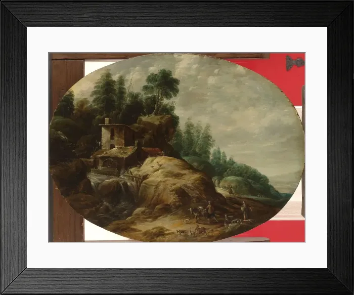Framed Print : Watermill by a Wooded Outcrop, 1633. Creator: Gillis Peeters Framed Print : Watermill by a Wooded Outcrop, 1633. Creator: Gillis Peeters