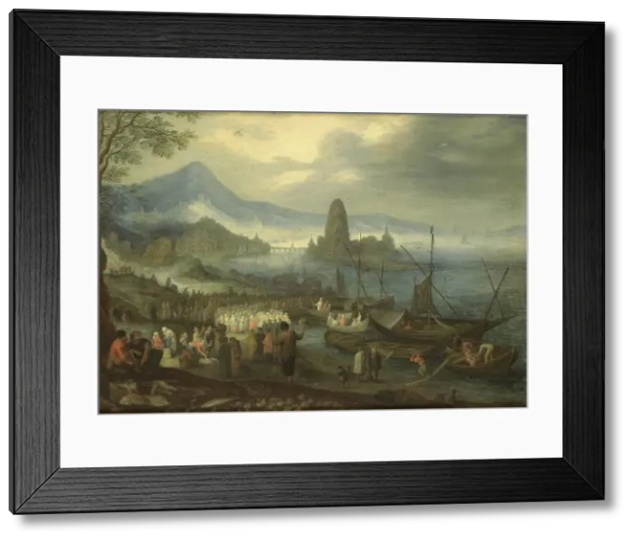 Framed Print : The Sermon on the Sea of Galilee, 1600-1699. Creator: Unknown Framed Print : The Sermon on the Sea of Galilee, 1600-1699. Creator: Unknown